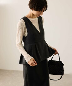 【SALE／40%OFF】ROPE' PICNIC 【新色追加】レイヤード風ペプラムジャンパースカート ロペピクニック ワンピース・ドレス ジャンパースカート グレー ブラック【送料無料】