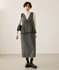 【SALE／20%OFF】ROPE' PICNIC 【新色追加】レイヤード風ペプラムジャンパースカート ロペピクニック ワンピース・ドレス ジャンパースカート グレー ブラック【送料無料】