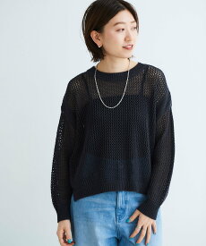 【SALE／10%OFF】le.coeur blanc テープヤーンメッシュプルオーバー ルクールブラン トップス ニット グリーン ホワイト グレー【送料無料】