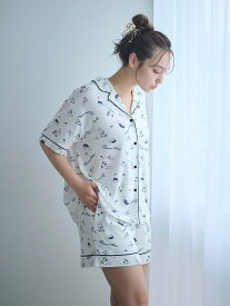 SNIDEL HOME 【SNIDEL HOME * 新木優子】カットプリントシャツ*ショートパンツセット スナイデルホーム ワンピース・ドレス その他のワンピース・ドレス ベージュ ピンク ネイビー【送料無料】