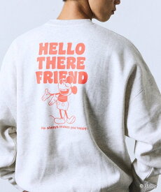 【SALE／10%OFF】FREAK'S STORE DISNEY ディズニー ミッキーマウス/別注 リラックスフィット バックプリント クルーネックスウェット/HELLO 【限定展開】 25AW フリークスストア トップス スウェット・トレーナー ピンク ブラック ネイビー グレー【送料無料】