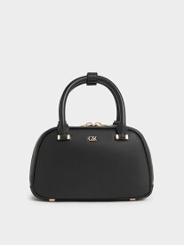 【SALE／50%OFF】CHARLES & KEITH レザー トップハンドルバッグ チャールズアンドキース バッグ ハンドバッグ ブラック【送料無料】