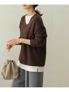 【SALE/30%OFF】DOORS ハミルトンウール畦Vネックニット アーバンリサーチドアーズ ニット ニットその他 ブラウン ホワイト グリーン【送料無料】
