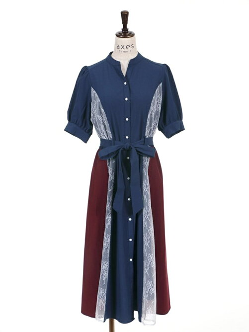 Axes Femme W レース切替配色シャツワンピ Rakuten Fashion 楽天ファッション 旧楽天ブランドアベニュー Dd55