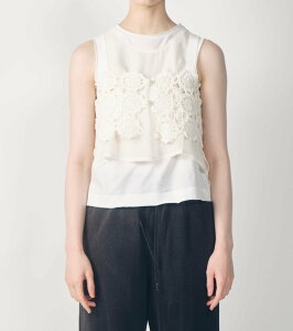 �ySALE�^40%OFF�zLE CIEL BLEU �n���h�N���V�F�t���[�������`�[�t�x�X�g / Hand-Crocheted Floral Motif Vest ���V�F���u���[ �g�b�v�X �x�X�g�E�W�� �z���C�g �x�[�W���y���������z