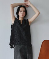ELFRANK ケミカルレース Vネック ベスト ジレ リバーフィールド アンド コー トップス ベスト・ジレ ブラ…