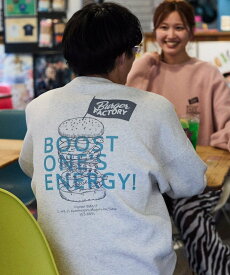 【SALE／40%OFF】FREAK'S STORE Burger Factory×FREAK'S STORE 別注 ビッグシルエット バックプリント クルーネックスウェット 【限定展開】 25AW フリークスストア トップス スウェット・トレーナー ブラウン ブラック グレー ピンク