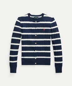 POLO RALPH LAUREN (ガールズ 7才~16才)ストライプド ミニケーブル コットン カーディガン ラルフローレン トップス カーディガン ネイビー【送料無料】