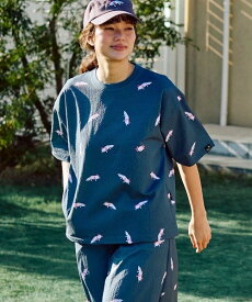 go slow caravan ストレッチサッカー総柄プリント半袖TEE (MENS/WOMENS) ゴースローキャラバン トップス シャツ・ブラウス ネイビー グレー ブラック【送料無料】