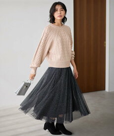 【SALE／50%OFF】ANY 【ウエストゴム】ラメチュールキラキラスカート エニィ スカート ロング・マキシスカート シルバー ゴールド【送料無料】
