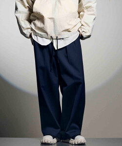 MAISON SPECIAL �yItalian Dead Stock Fabric�zTwo-Tuck Wide Pants ���]���X�y�V���� �p���c �X���b�N�X�E�h���X�p���c �x�[�W�� �u���b�N �O���[�� �l�C�r�[�y���������z