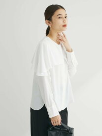 【SALE／50%OFF】Green Parks ケープ風ブラウス 24SS/体型カバー/長袖/レディース グリーンパークス トップス シャツ・ブラウス ホワイト グリーン ブルー