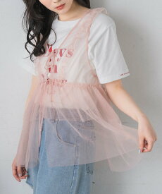 【SALE／10%OFF】RETRO GIRL 裾フリルチュールジレ レトロガール トップス シャツ・ブラウス ブラック ホワイト ピンク