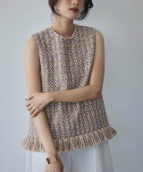 ELFRANK ミックスツイード フリンジ ノースリーブ ベスト リバーフィールド アンド コー トップス ベスト…