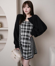 【SALE／40%OFF】LIP SERVICE LIP SERVICE/(W)(形が選べる)フェザーチェックアンサンブルわん リップサービス ワンピース・ドレス ワンピース ブラック ブラウン ベージュ【送料無料】