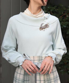 axes femme アステリズム刺繍ニットプルオーバー アクシーズファム トップス ニット グリーン ホワイト【送料無料】