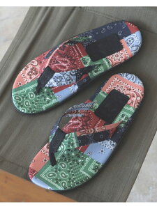 【SALE/40%OFF】BEAMS MEN ISLAND SLIPPER × BEAMS / 別注 バンダナ サンダル ビームス メン シューズ サンダル/ミュール ブラック【送料無料】