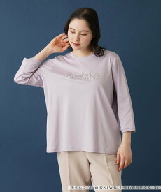 Leilian PLUS HOUSE 七分袖カットソー【MUSE BY ROCHAS Premiere】 レリアン　プラスハウス トップス カットソー・Tシャツ パープル ブラック【送料無料】