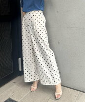 楽天市場】ドット ワイドパンツ ホワイトの通販