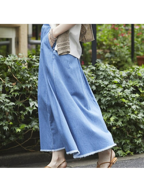 Un Dix Cors カジュアルコーデに最適 デニムフレアマキシスカート Rakuten Fashion 楽天ファッション 旧楽天ブランドアベニュー Df55