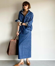 Demi-Luxe BEAMS エディター坪田あさみ * woadblue * Demi-Luxe BEAMS / 別注 デニム Iラインスカート セットアップ対応 デミルクス ビームス スカート ロング・マキシスカート【送料無料】