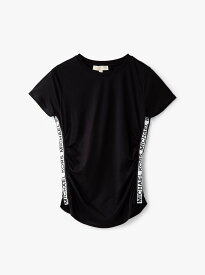 【SALE／83%OFF】MICHAEL KORS RUCHED TEE WITH LOGO TAPE マイケル・コース トップス カットソー・Tシャツ ブラック【送料無料】