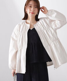 【SALE／30%OFF】N. Natural Beauty Basic ミニリップストップシャーリングブルゾン エヌ ナチュラルビューティーベーシック* ジャケット・アウター ブルゾン・ジャンパー ホワイト グレー【送料無料】