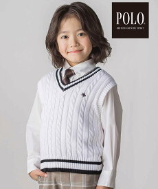 SLAP SLIP 【POLO BCS(ポロ・ビーシーエス)*SLAP SLIPコラボ】チルデンニットベスト(90~130cm) ベベ オンライン ストア トップス ベスト・ジレ ホワイト ネイビー