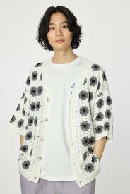 【SALE／20%OFF】RODEO CROWNS WIDE BOWL クロシェフラワー半袖ニットカーディガン ロデオクラウンズワイドボウル トップス カーディガン ホワイト ブラック ネイビー【送料無料】