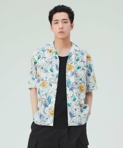 �ySALE�^30%OFF�zBEAMS HEART MEN �v�����g �I�[�v���J���[ �V���c �r�[���X �n�[�g �g�b�v�X �V���c�E�u���E�X �z���C�g �u���b�N �l�C�r�[�y���������z