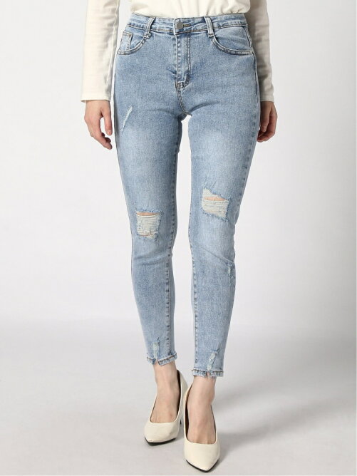 Anap Anap ダメージストレッチデニムスキニーパンツ Rakuten Fashion 楽天ファッション 旧楽天ブランドアベニュー Ah0593
