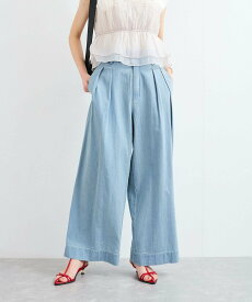 【SALE／50%OFF】VIS タックデザインリラックスデニムパンツ ビス パンツ ジーンズ・デニムパンツ ブルー