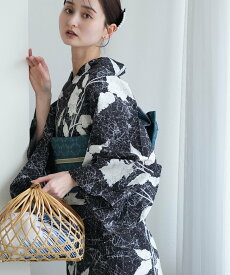 Nico@ntique ニコアンティーク 浴衣 単品 紺地にローケツ柄の芍薬 Fサイズ ウタタネ 着物・浴衣・和装小物 浴衣【送料無料】