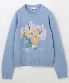 GANNI Graphic Wool Sweater Flowers フリークスストア トップス カットソー・Tシャツ ブルー【送料無料】