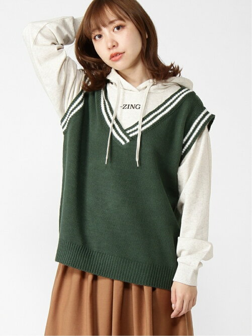 Wego Wego L ニットベストレイヤードパーカー Rakuten Fashion