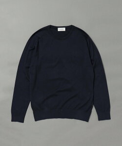 BEAMS F JOHN SMEDLEY / DAVID 30�Q�[�W �R�b�g�� �N���[�l�b�N�j�b�g �r�[���X ���� �g�b�v�X �j�b�g �V���o�[ �l�C�r�[ �x�[�W�� �u���b�N�y���������z
