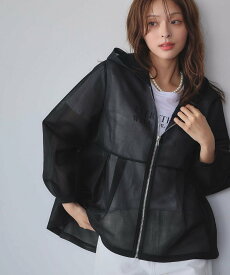 【SALE／10%OFF】ELFRANK シアー ダンボール ペプラム ジップアップ パーカー リバーフィールド アンド コー トップス パーカー・フーディー ブラック【送料無料】