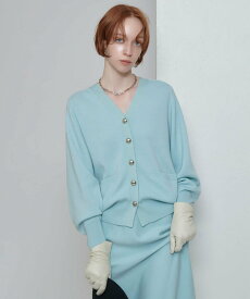 allureville ウールスムースカーディガン アルアバイル トップス カーディガン グレー ホワイト グリーン ネイビー【送料無料】