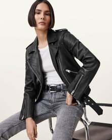 ALLSAINTS (W)BALFERN BIKER オールセインツ ジャケット・アウター ライダースジャケット ブラック【送料無料】