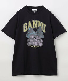 GANNI Basic Cotton Relaxed T Teddy/ベーシック コットン リラックス Tシャツ テディーベア フリークスストア トップス カットソー・Tシャツ ブラック【送料無料】