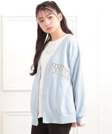【SALE／30%OFF】PINK-latte Vネックカレッジアップリケ裏毛カーディガン ナルミヤオンライン トップス カットソー・Tシャツ グレー ブルー