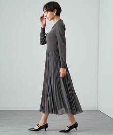 【SALE／40%OFF】ANAYI 衿付きプリーツドッキングワンピース アナイ ワンピース・ドレス ワンピース グレー ピンク ブラック【送料無料】