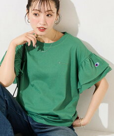 Champion 限定展開 別注フリル袖トップス Champion チャンピオン 限定 フリークスストア トップス カットソー・Tシャツ ブラック ホワイト ブルー グリーン【送料無料】