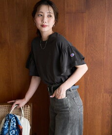 【SALE／15%OFF】Champion 限定展開 別注フリル袖トップス Champion チャンピオン 限定 フリークスストア トップス カットソー・Tシャツ ブラック ホワイト ブルー グリーン【送料無料】