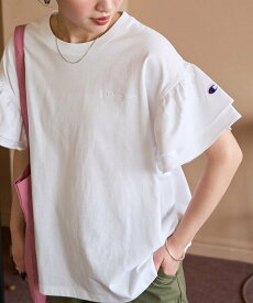Champion 限定展開 別注フリル袖トップス Champion チャンピオン 限定 フリークスストア トップス カットソー・Tシャツ ブラック ホワイト ブルー グリーン【送料無料】