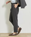 【洗える/通勤/スーツ】メランジストレッチ テーパードパンツ