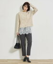 【洗える/通勤/スーツ】メランジストレッチ テーパードパンツ