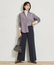 【洗える/通勤/スーツ】メランジストレッチ ワイドパンツ