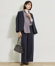 【洗える/通勤/スーツ】メランジストレッチ ワイドパンツ
