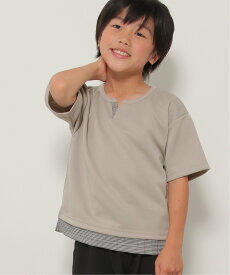 【SALE／15%OFF】ikka キーネックチェックレイヤードT(120~160cm) イッカ トップス カットソー・Tシャツ ベージュ ブラック
